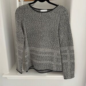 Black and white with leather trim sweater